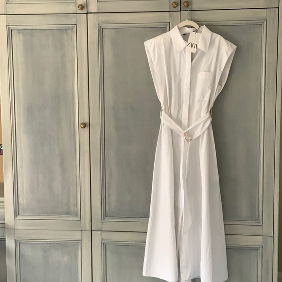 ZARA Long Poplin Dress - Picture 2 of 6